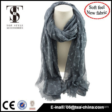 Blended material high quality animal print soft feel spring scarf with flocking